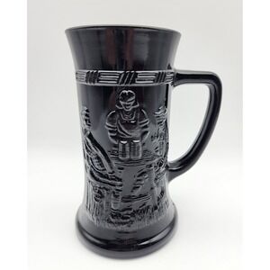 Black Mug Tiara Indiana Milk Glass‎ Stein Beer Drinking Vintage Tavern Scene